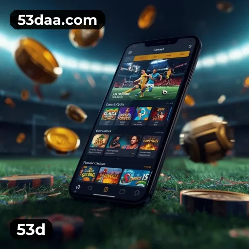 Painel de interface da 53d com menus, categorias de jogos e acesso ao perfil